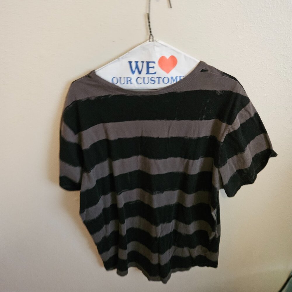 Rude XXX Olive/Black Stripe T-Shirt - Picture 3 of 3